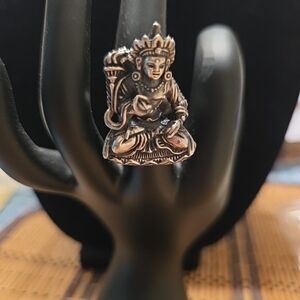 Vintage Sterling Silver Meditative Buddha Sitting On A Lotus Flower Ring